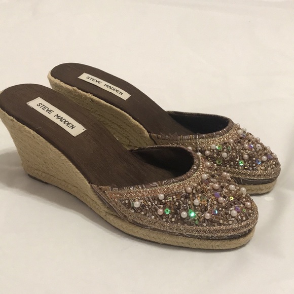 Steve Madden Bommbay Beaded Espadrille Wedges Women’s Size 8 - Picture 3 of 9